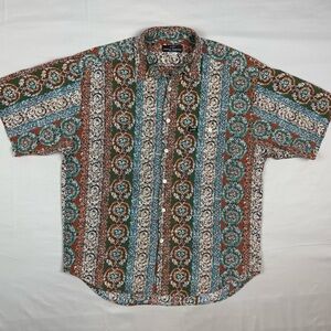 Vtg Guess Georges Marciano Mens Abstract Floral Button Down Shirt Medium 90s C5